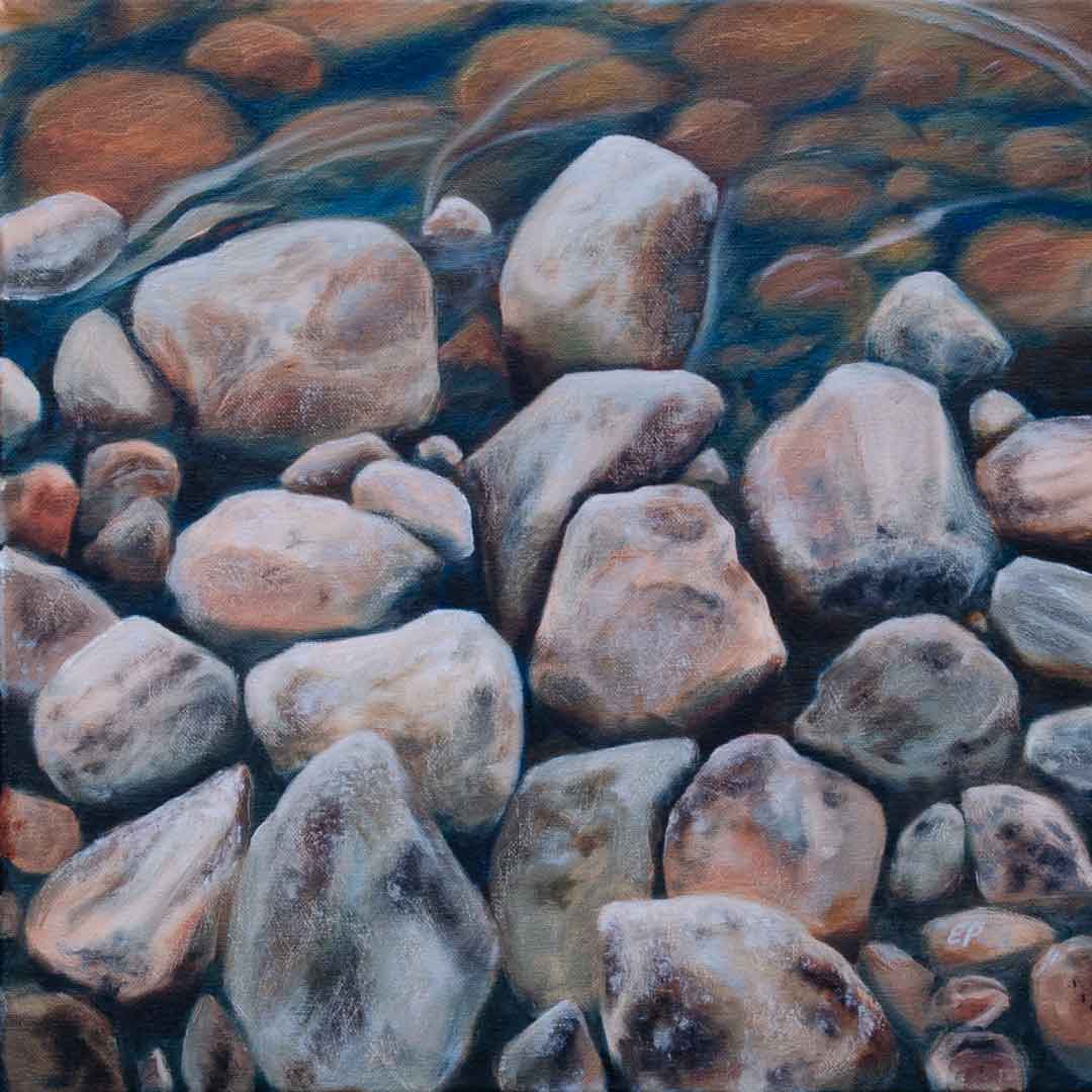 Rantakivet (2023), 40x40 cm, 180 €